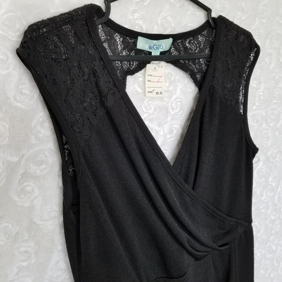ERGUO | black faux wrap dress - Picture 2 of 5